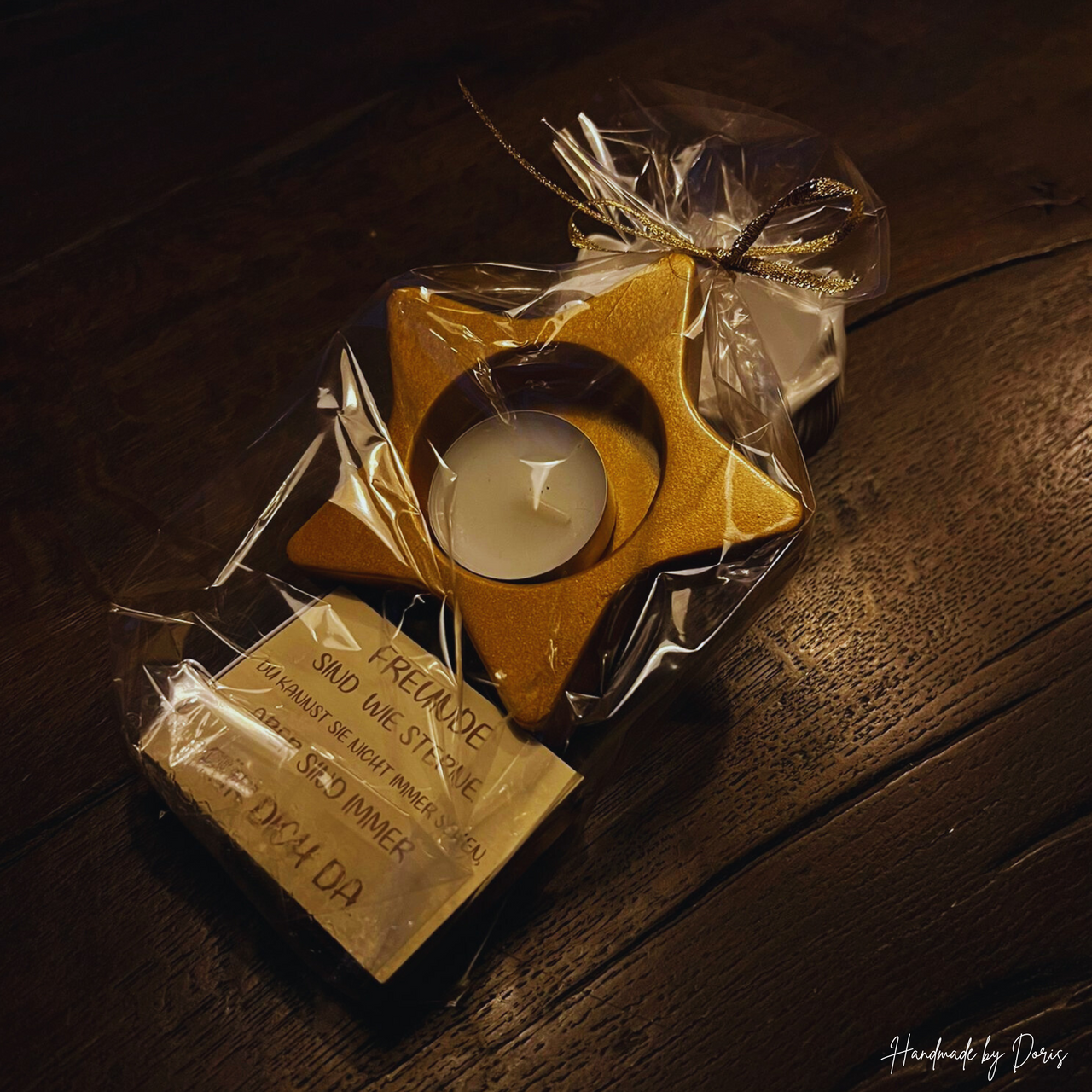Goldener Stern Teelicht - Handmade by Doris