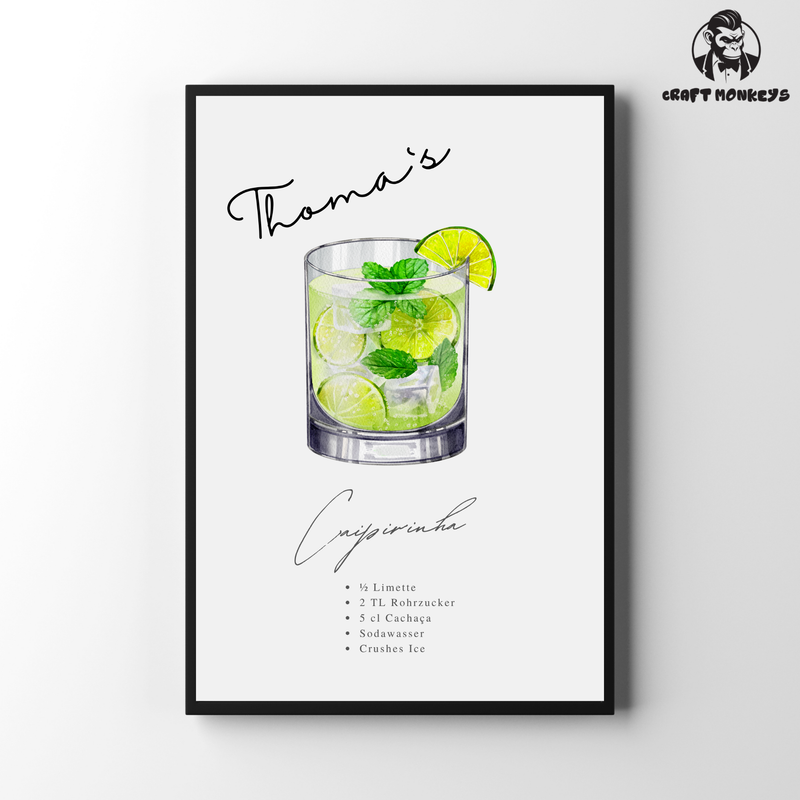 Cocktail-Poster Personalisierbar – Caipirinha