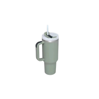 Thumbnail for Grüner Thermobecher 1,2 L im Stanley Style mit Henkel und Strohhalm