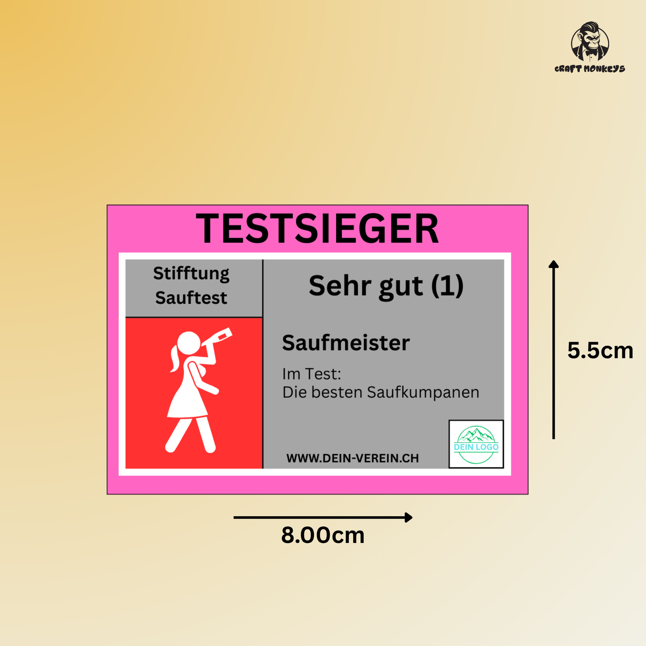 Lustige Party-Sticker „Stiftung Sauftest“ – personalisierbare Aufkleber für Männer & Frauen