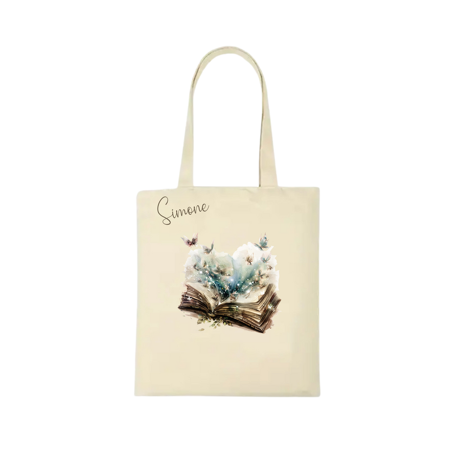 Bookbag Buchtasche - Schmetterling 2 100%Baumwolle Personalisierbar