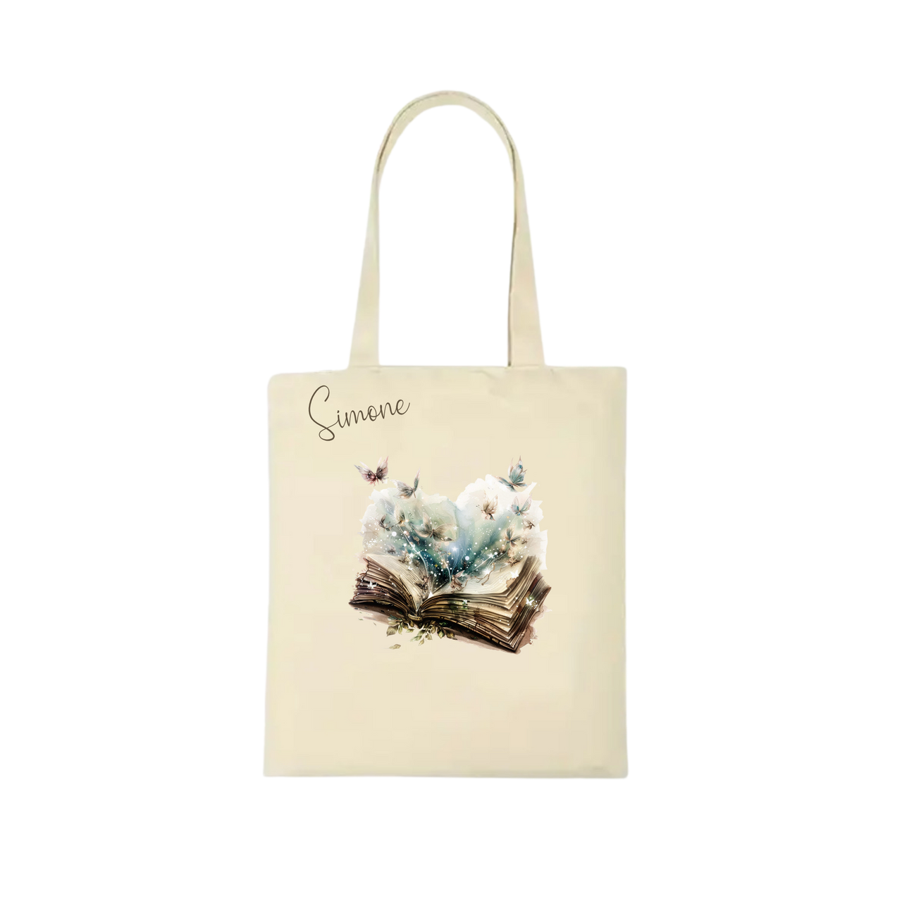 Bookbag Buchtasche - Schmetterling 2 100%Baumwolle Personalisierbar