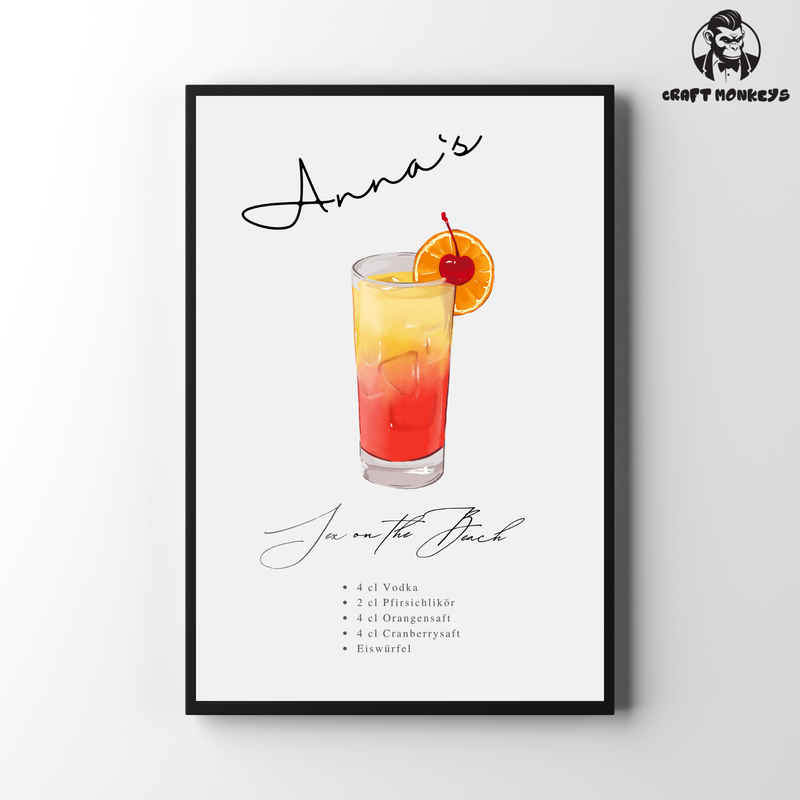 Cocktail-Poster Personalisierbar – Sex on the Beach