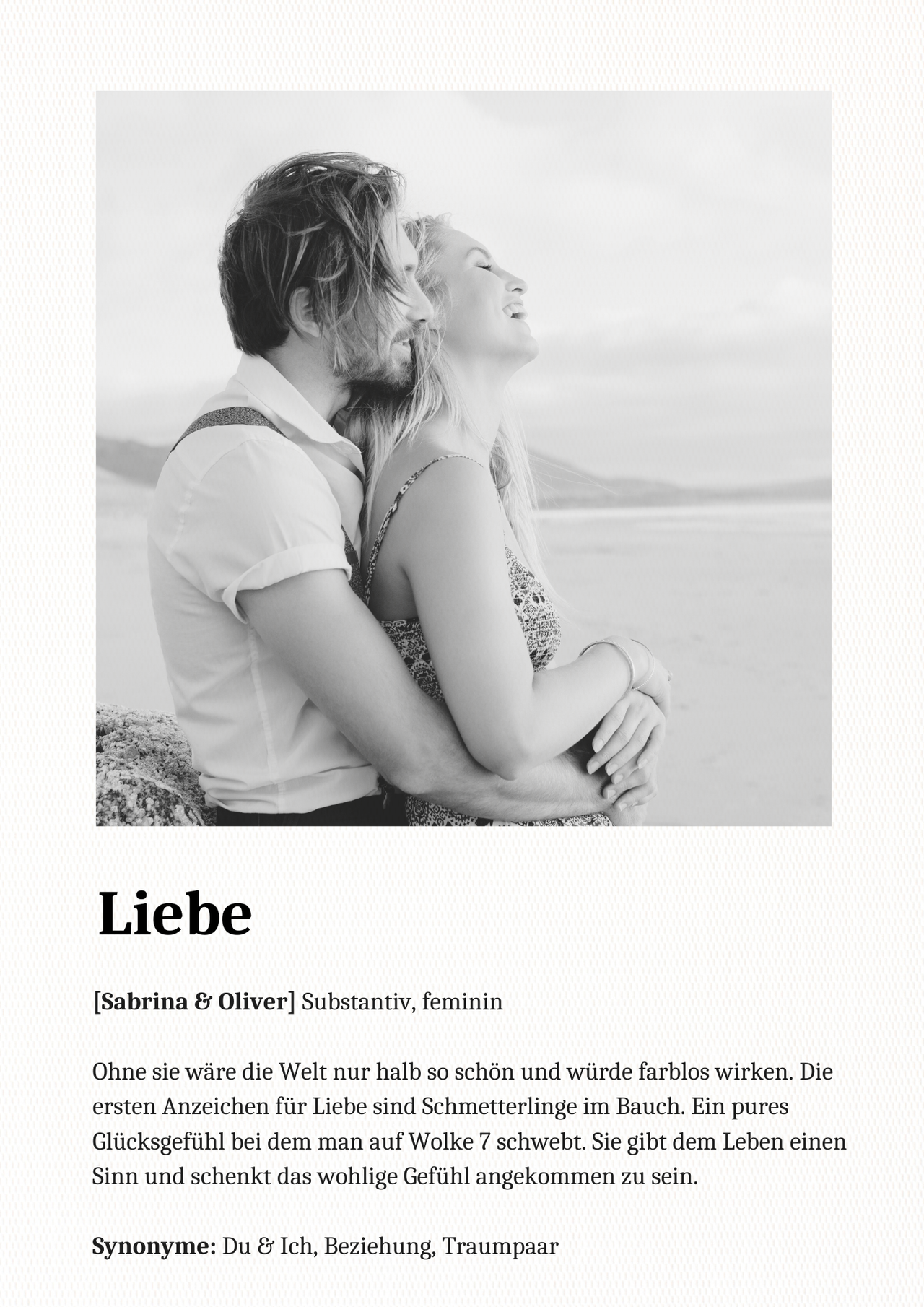 Leinwanddruck "Liebe" mit Definition und Namen