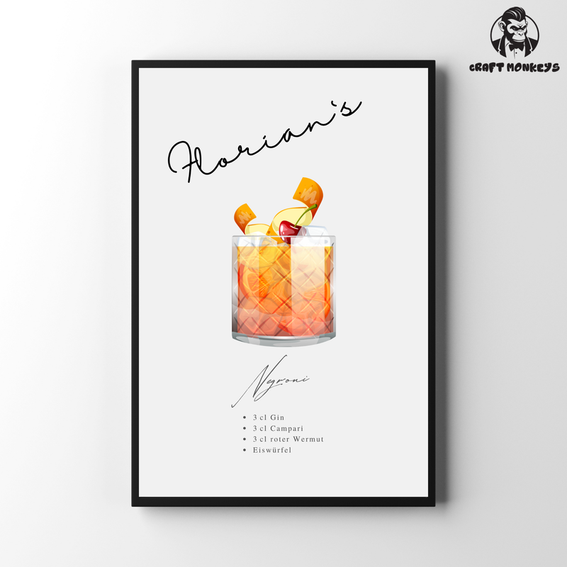 Cocktail-Poster Personalisierbar – Negroni