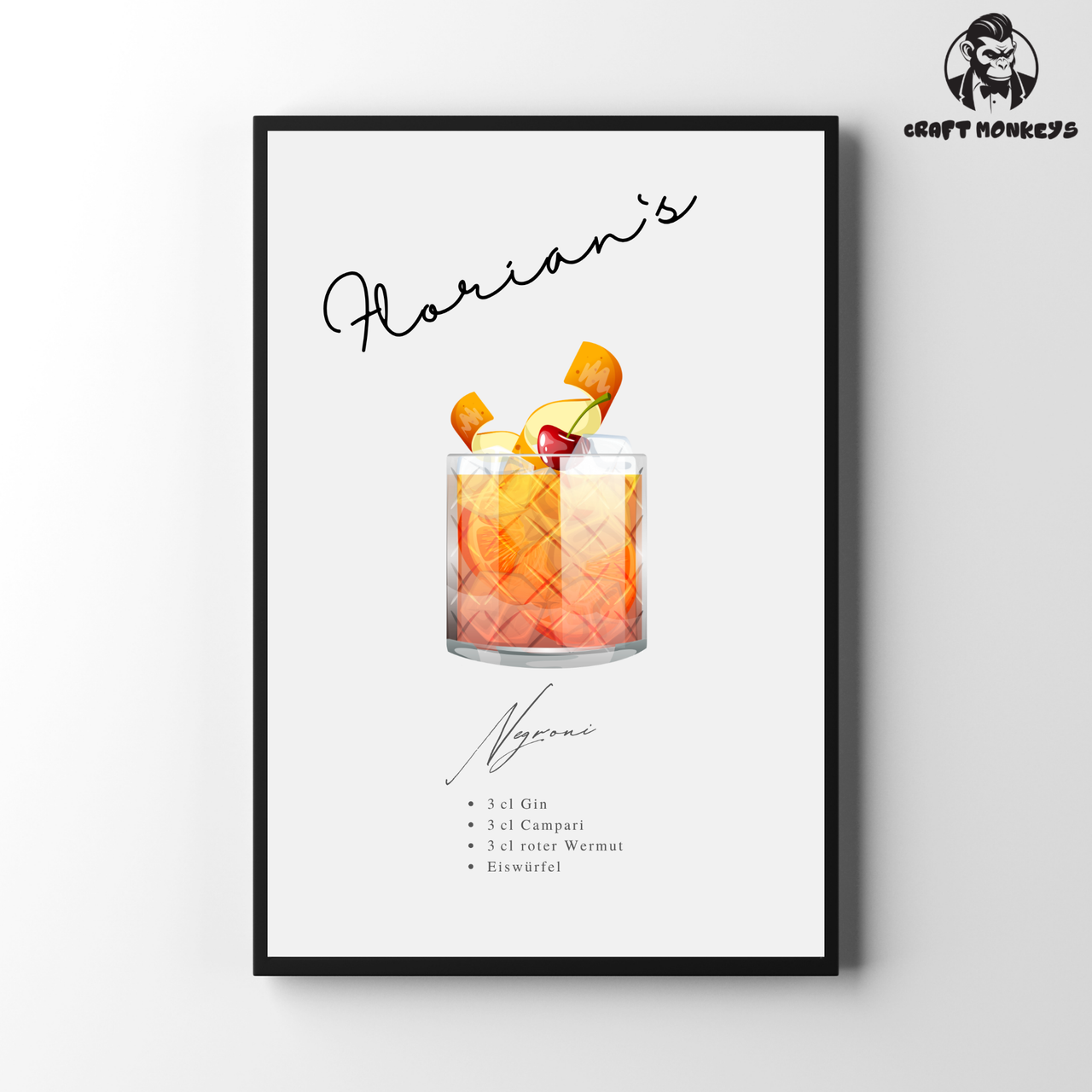 Cocktail-Poster Personalisierbar – Negroni