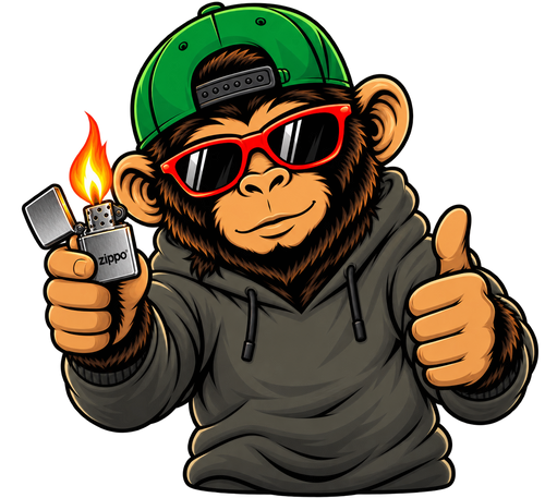 Affe mit Zippo in der Hand Craft Monkeys 