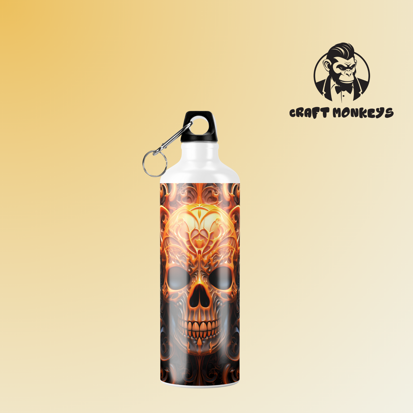 Aluminium Flasche Totenkopf Schwarz/Orange 400ml - 750 ml