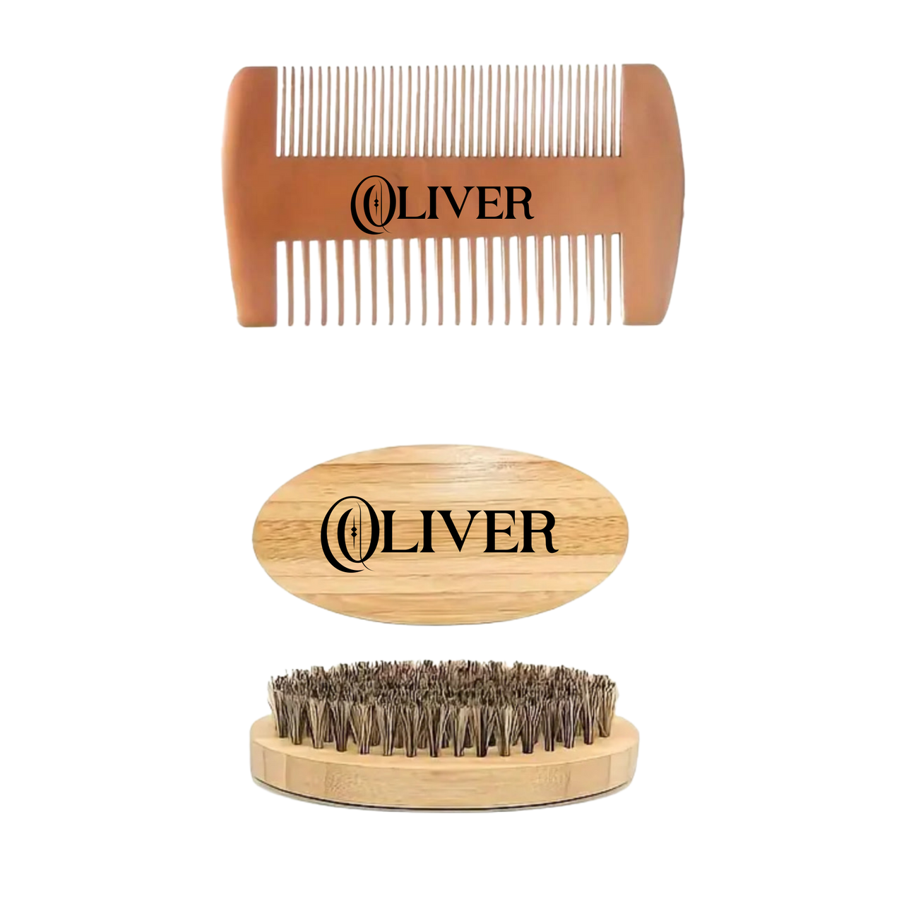 Bartbürsten-Set aus Bambus - Personalisiert