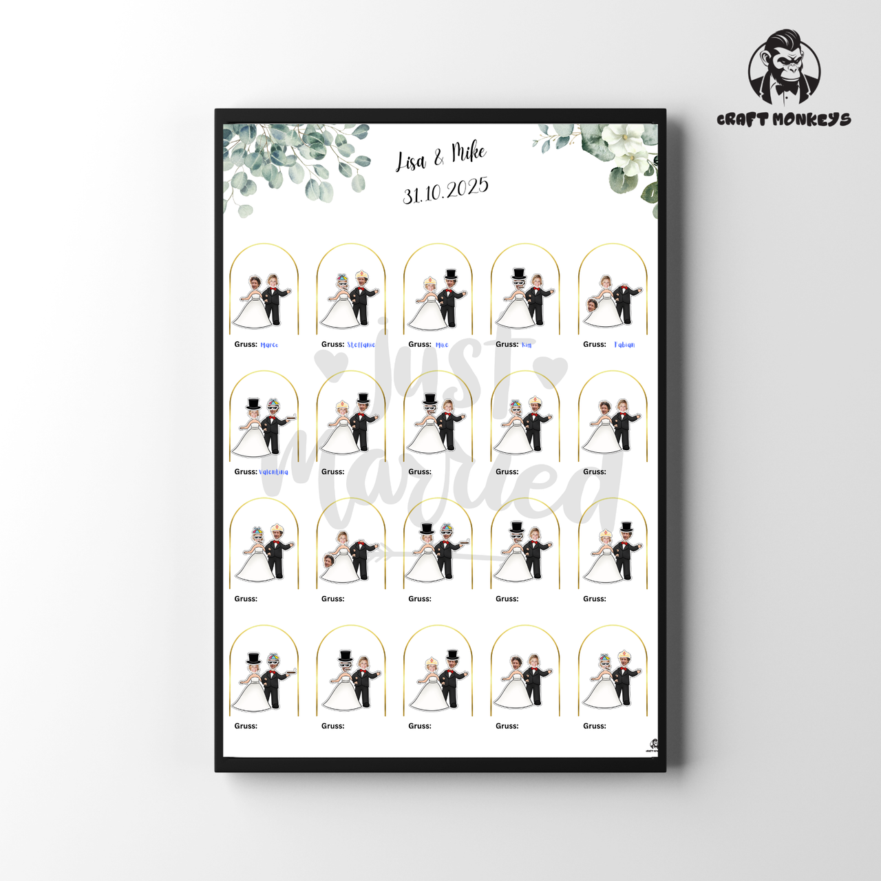 Hochzeit Sticker-Poster – Gäste gestalten das Brautpaar