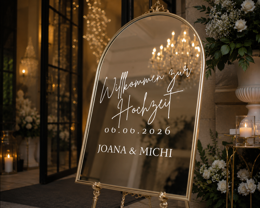 Spiegel-Aufkleber Hochzeit – Beschriftung