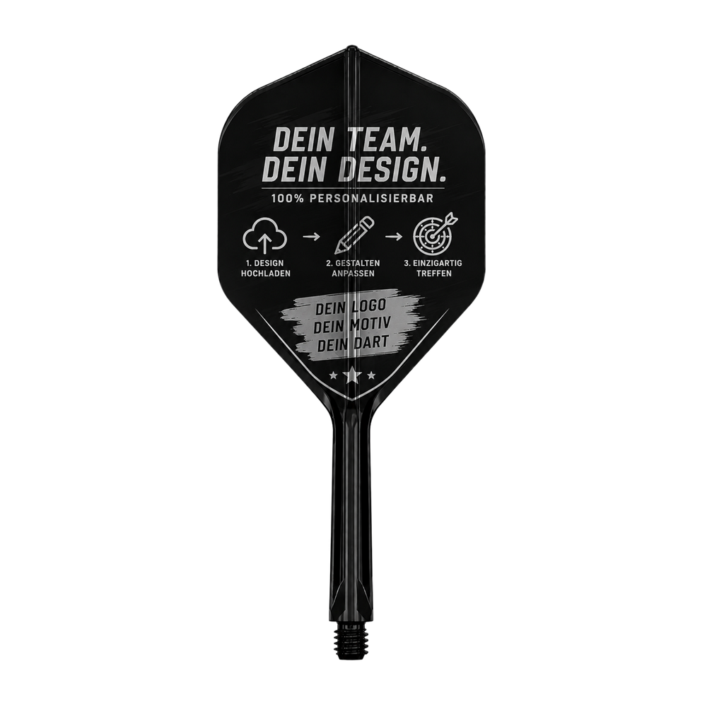 Schwarze Target K-Flex Dart Flights personalisiert mit Name, Logo oder Motiv