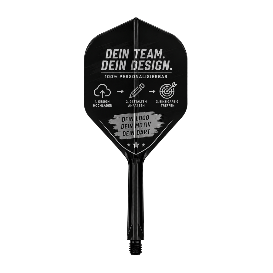 Schwarze Target K-Flex Dart Flights personalisiert mit Name, Logo oder Motiv