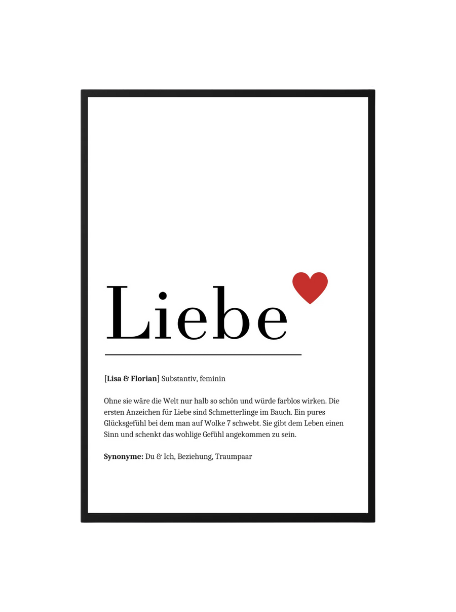 Definition Poster Lieber mit rotem Herz