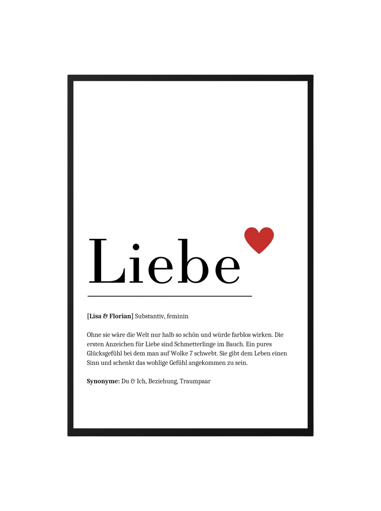 Definition Poster Lieber mit rotem Herz