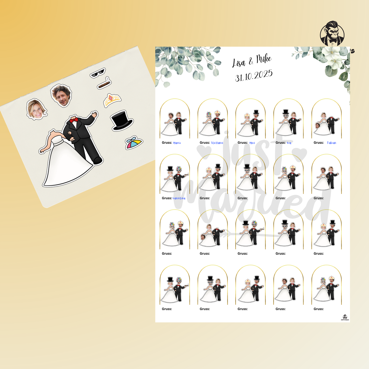 Hochzeit Sticker-Poster – Gäste gestalten das Brautpaar