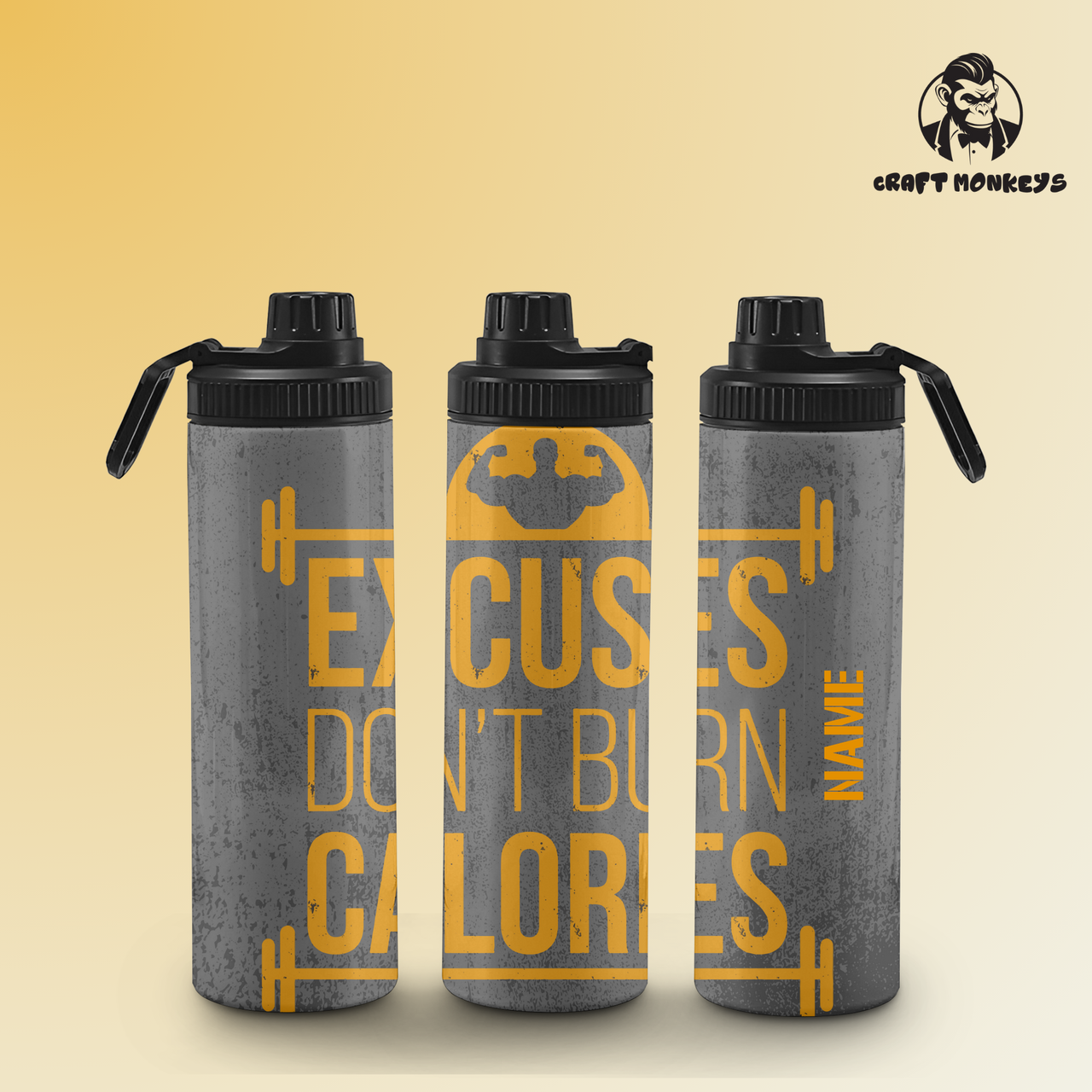 Fitnessflasche personalisiert 750 ml EXCUSES DON`T BURN CALORIES