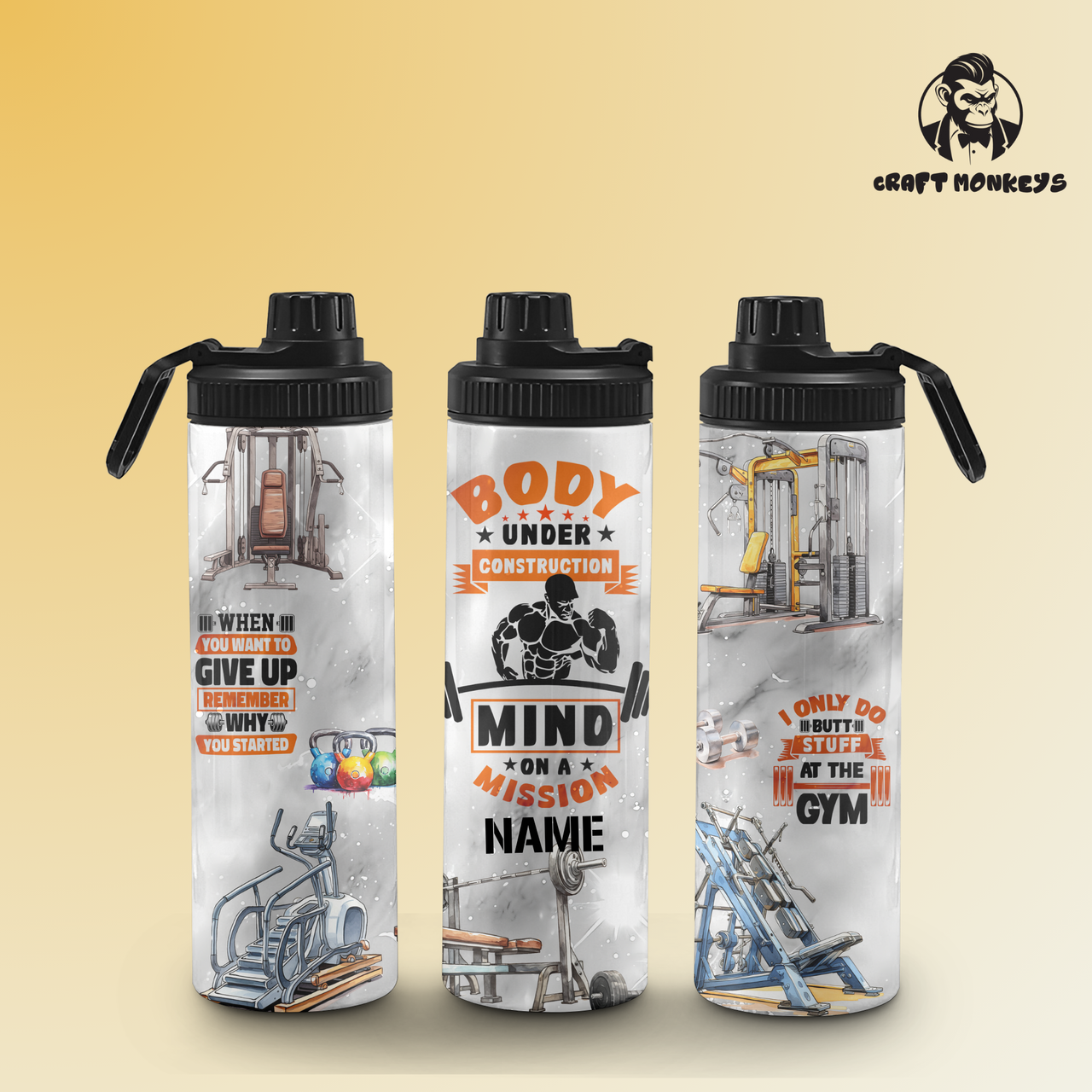 Fitnessflasche personalisiert 750 ml MIND ON MISSION