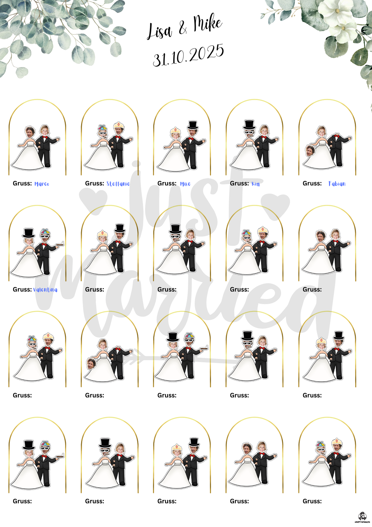 Hochzeit Sticker-Poster – Gäste gestalten das Brautpaar