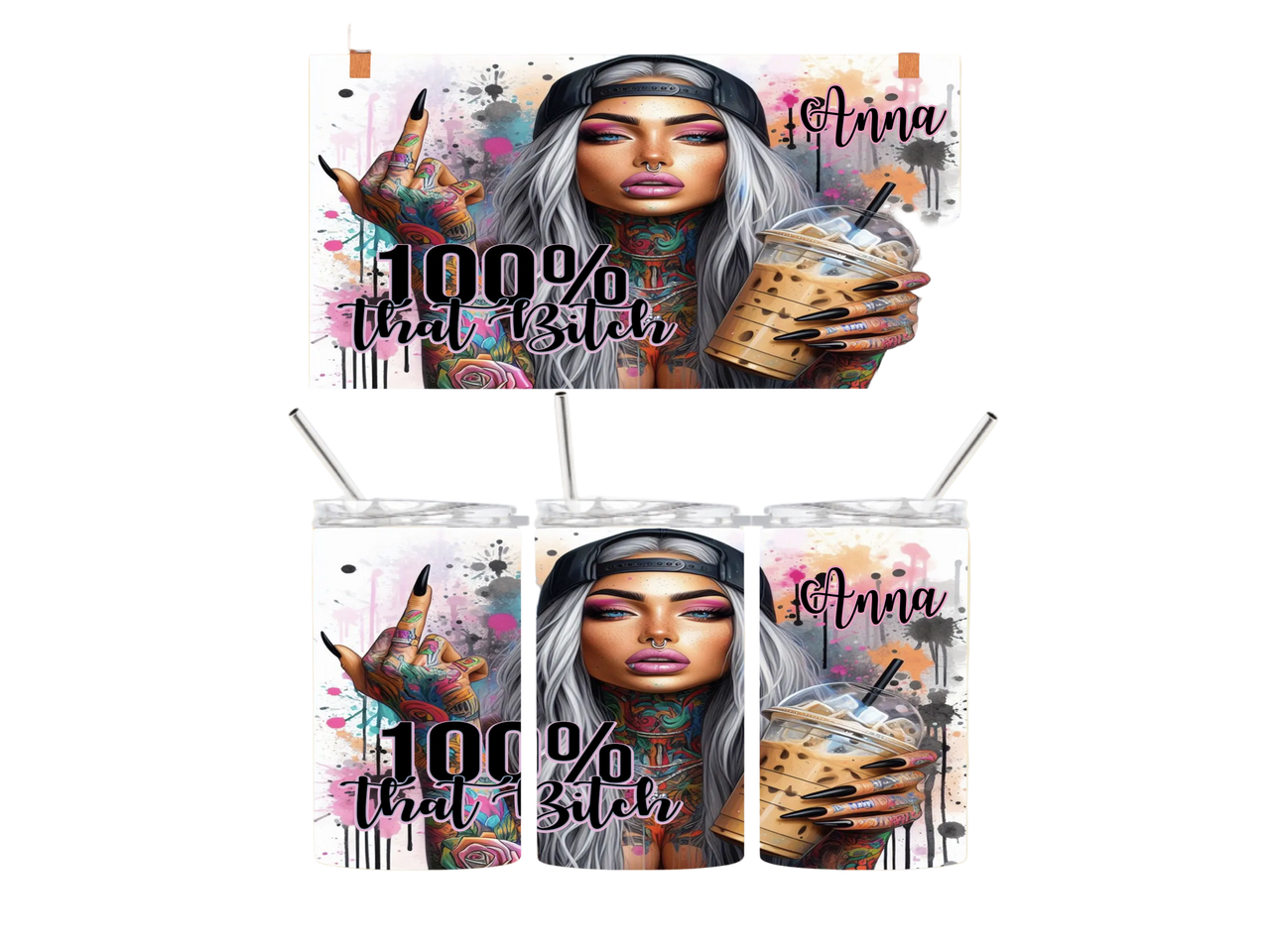 Kaffeebecher To-Go 100% Bitch Personalisiert mit Name 