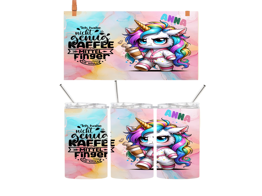 Kaffeebecher To-Go wütendes Einhorn personalisiert 
