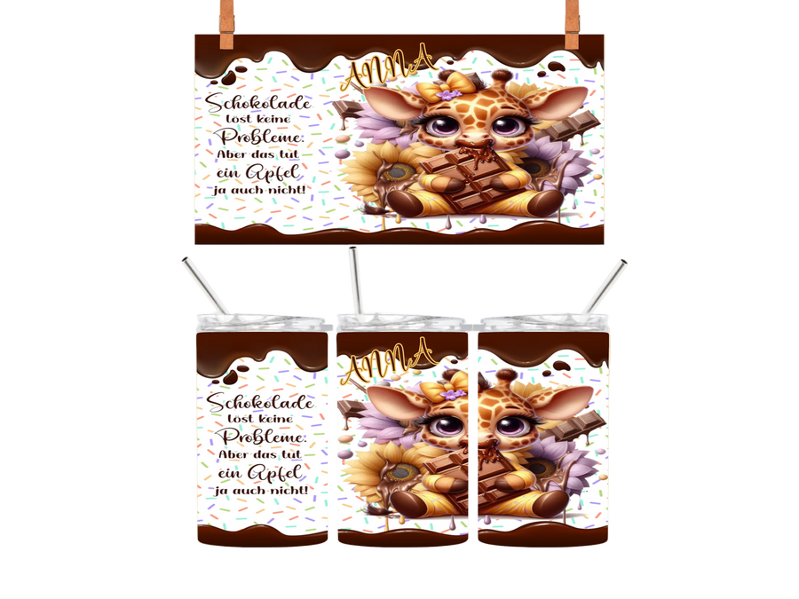 Personalisierbarer To-go-Kaffeebecher 375 ml mit Schokoladen-Giraffe