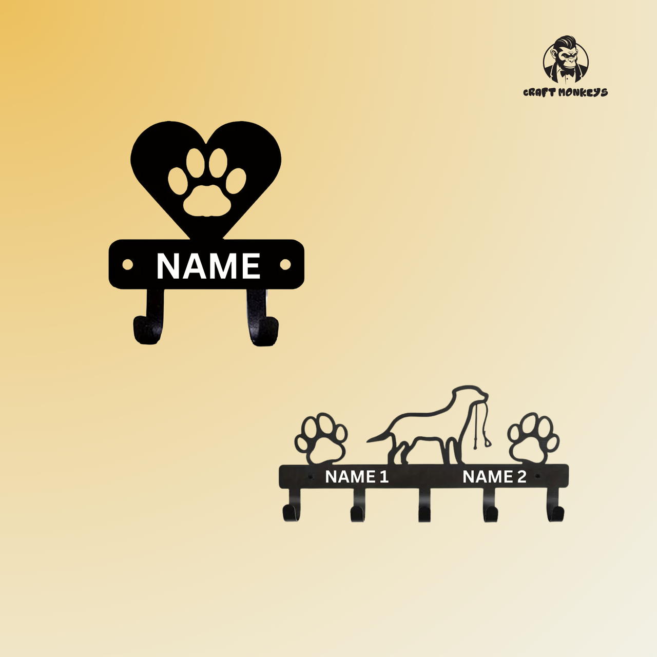 Personalisierte Hundegarderobe mit Namen – inkl. Schrauben & Dübel