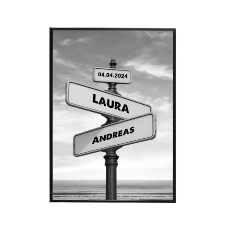 Personalisiertes Poster mit Namen – Vintage Straßenschild mit Datum