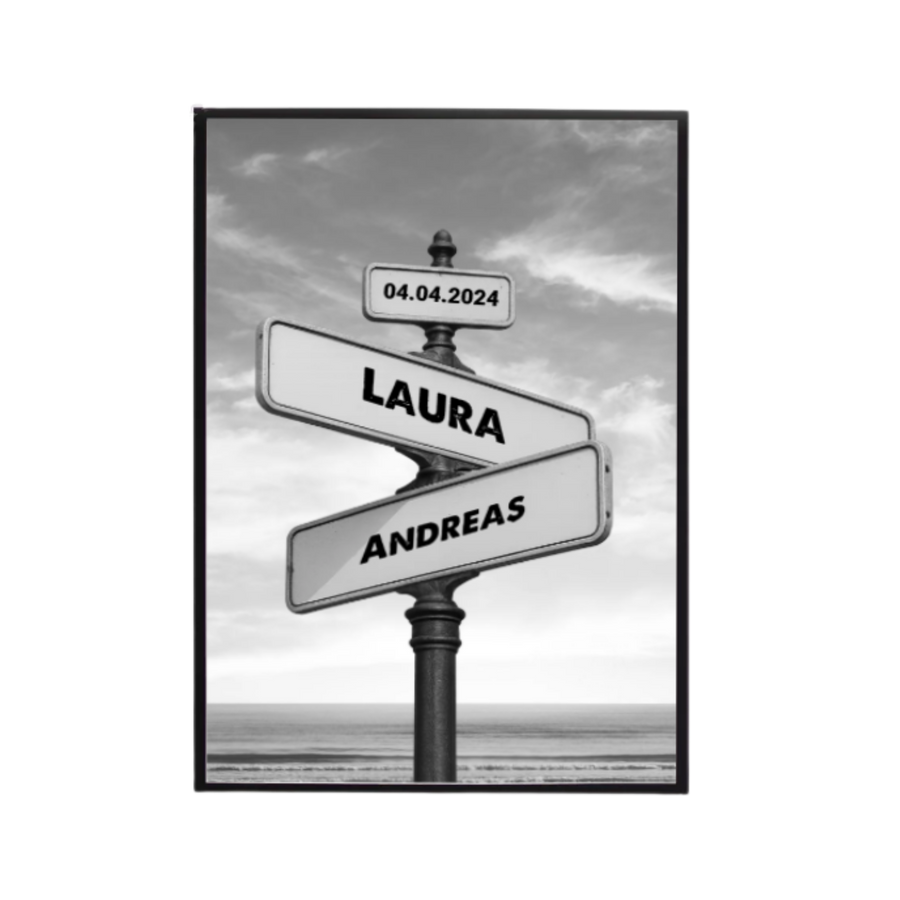 Personalisiertes Poster mit Namen – Vintage Straßenschild mit Datum