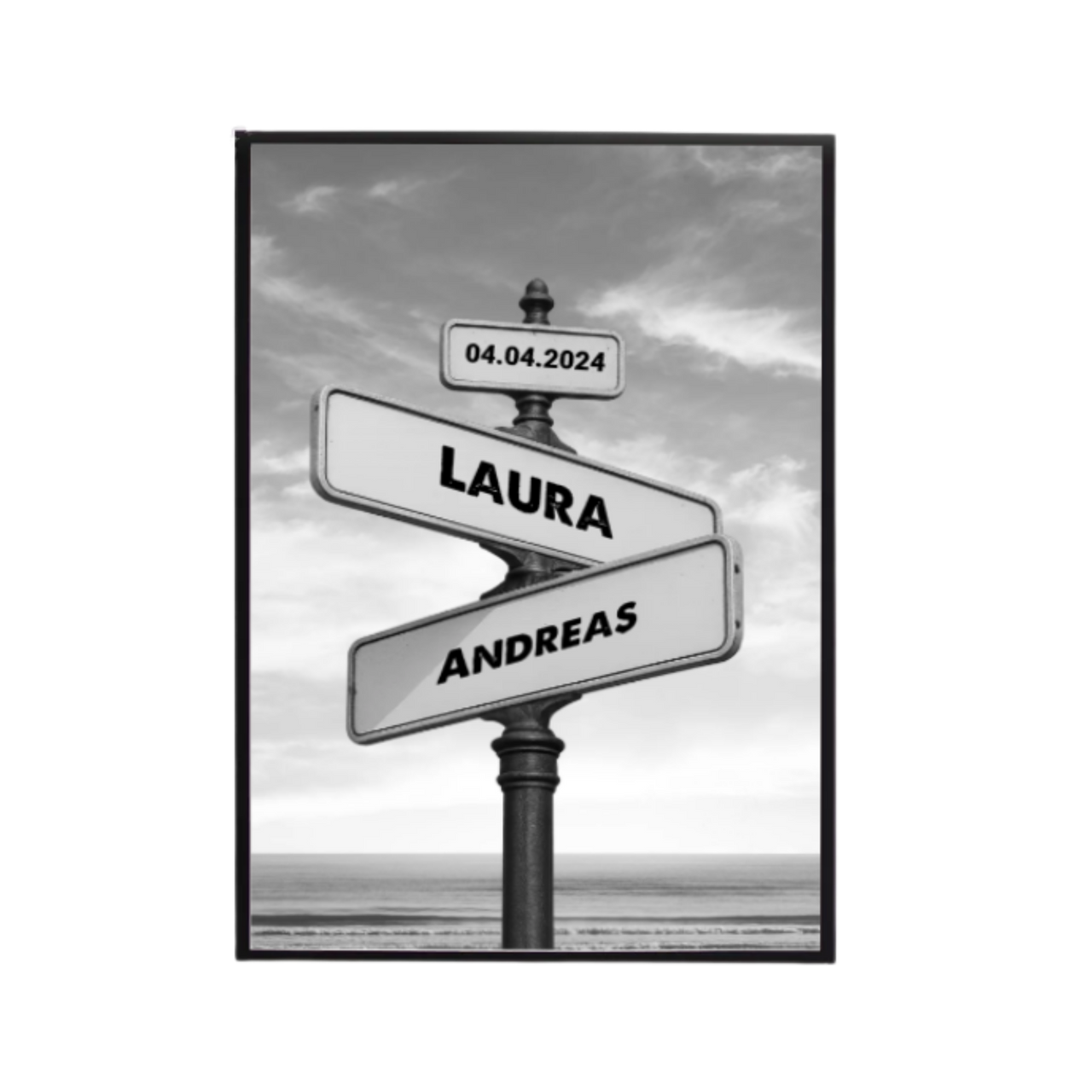 Personalisiertes Poster mit Namen – Vintage Straßenschild mit Datum