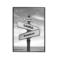 Thumbnail for Personalisiertes Poster mit Namen – Vintage Straßenschild mit Datum