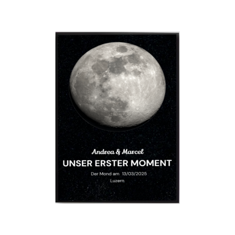 Personalisiertes Mondphasen Poster – Unser erster Moment mit Datum