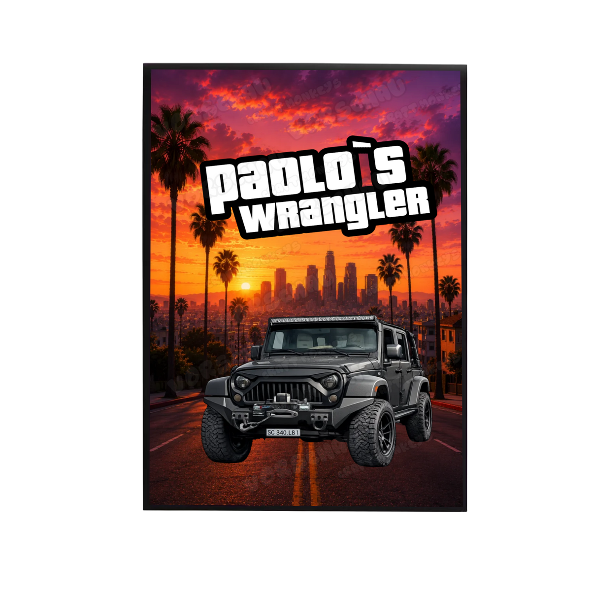 Personalisiertes Poster mit Jeep Wrangler drauf 