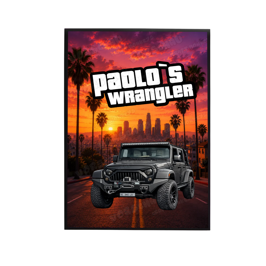 Personalisiertes Poster mit Jeep Wrangler drauf 