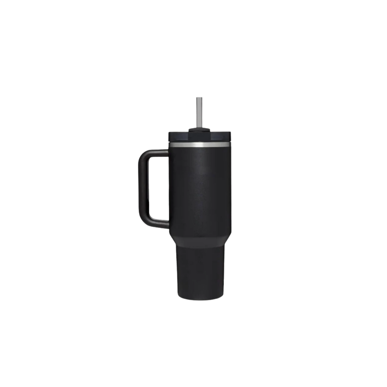 Schwarzer Thermobecher 1,2 L im Stanley Style mit Henkel und Strohhalm
