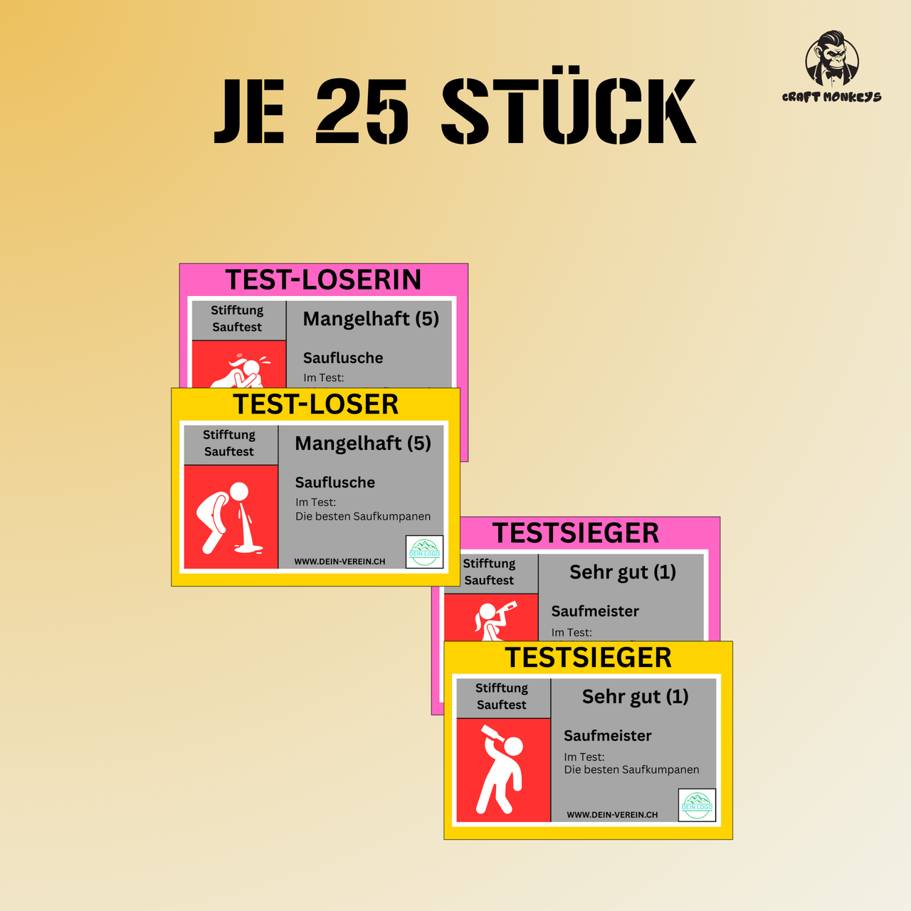 Lustige Party-Sticker „Stiftung Sauftest“ – personalisierbare Aufkleber für Männer & Frauen