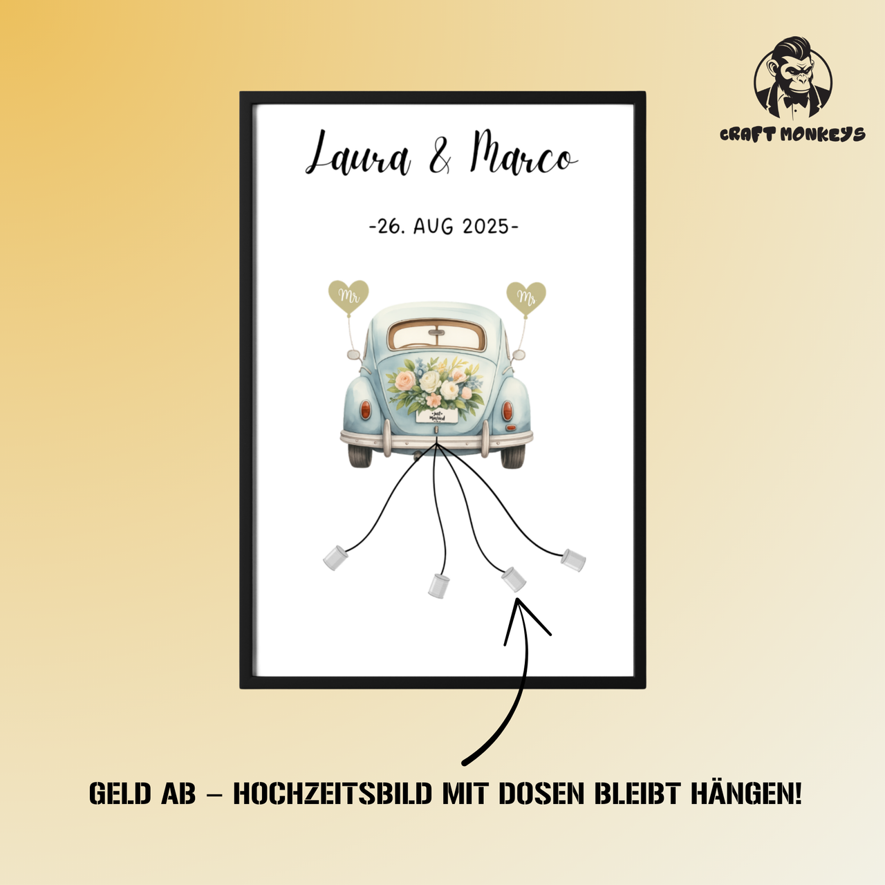 Hochzeitsgeschenk- Personalisiertes Geld Geschenk Just Married