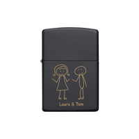 Thumbnail for Zippo Feuerzeug personalisiert mit goldener Gravur - Strichmännchen-Paar