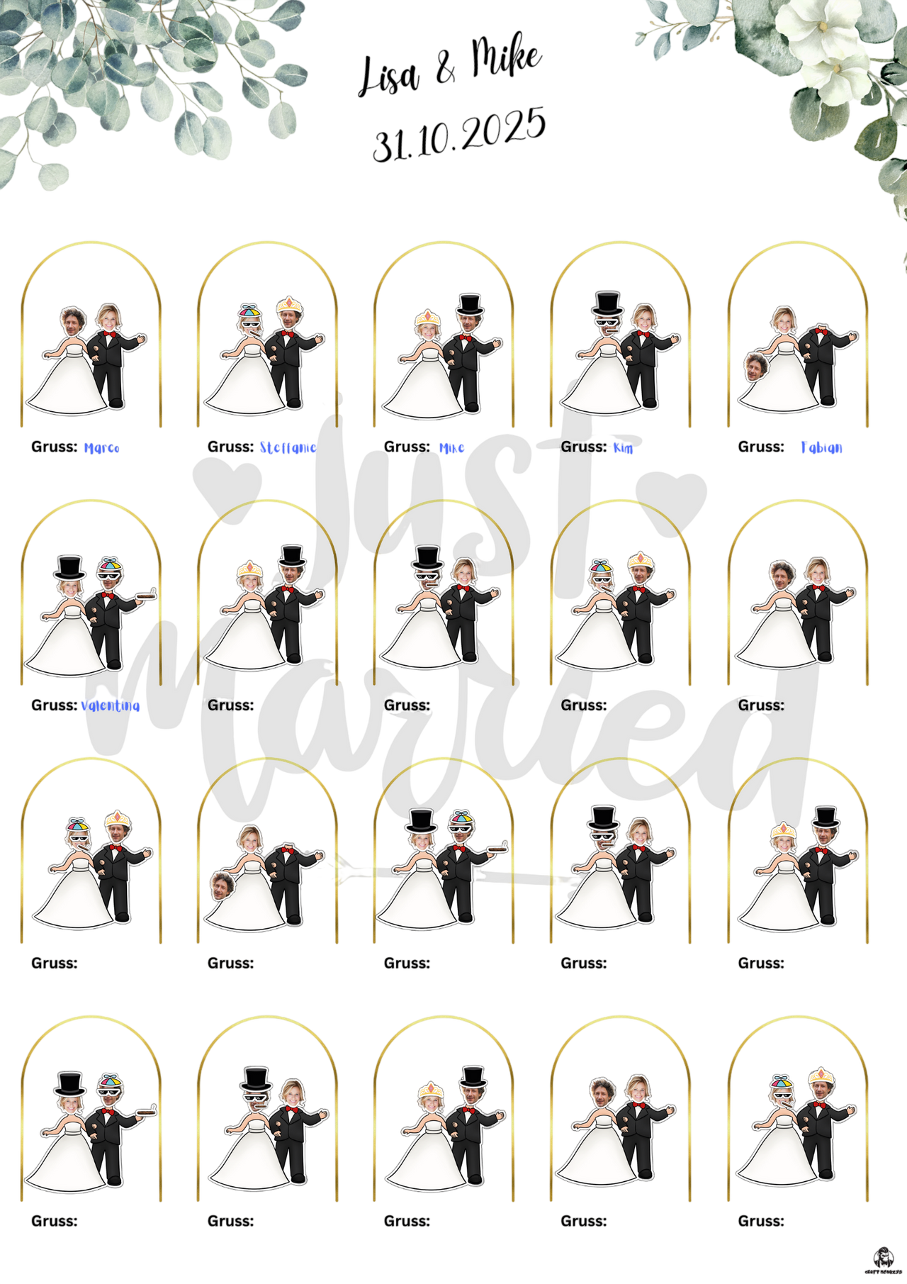 Hochzeit Sticker-Poster – Gäste gestalten das Brautpaar