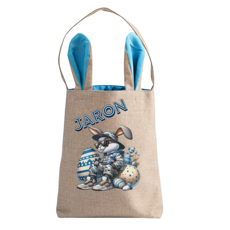 Personalisierte Jutetasche mit Hasenohren - Cool Man Hase