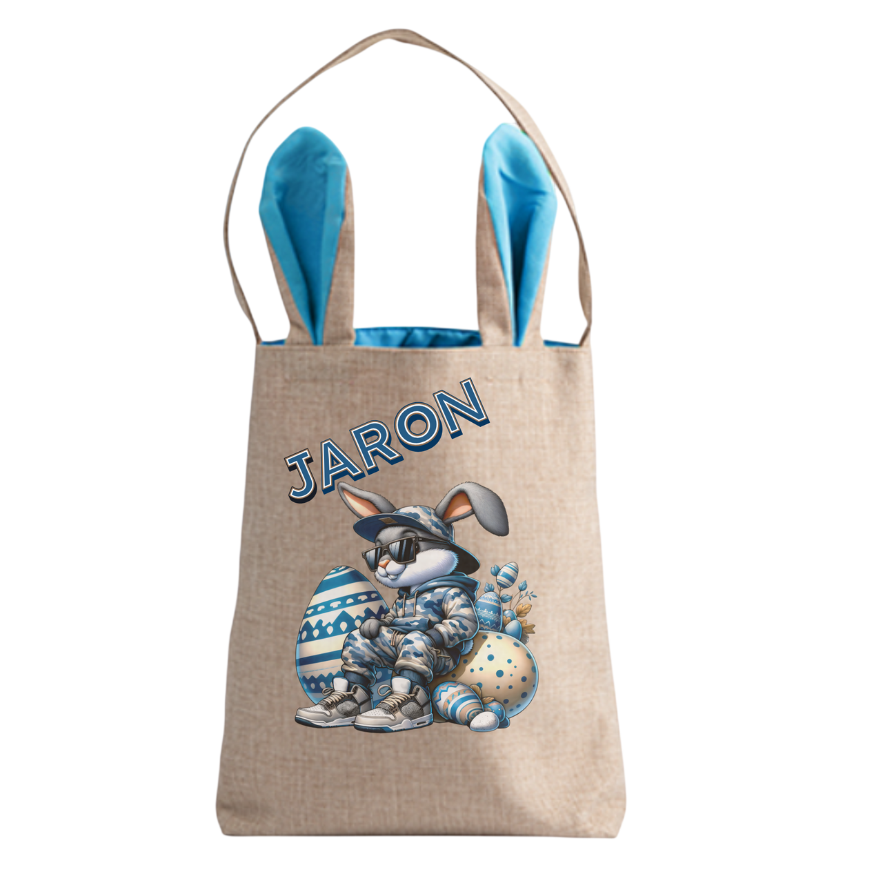 Personalisierte Jutetasche mit Hasenohren - Cool Man Hase