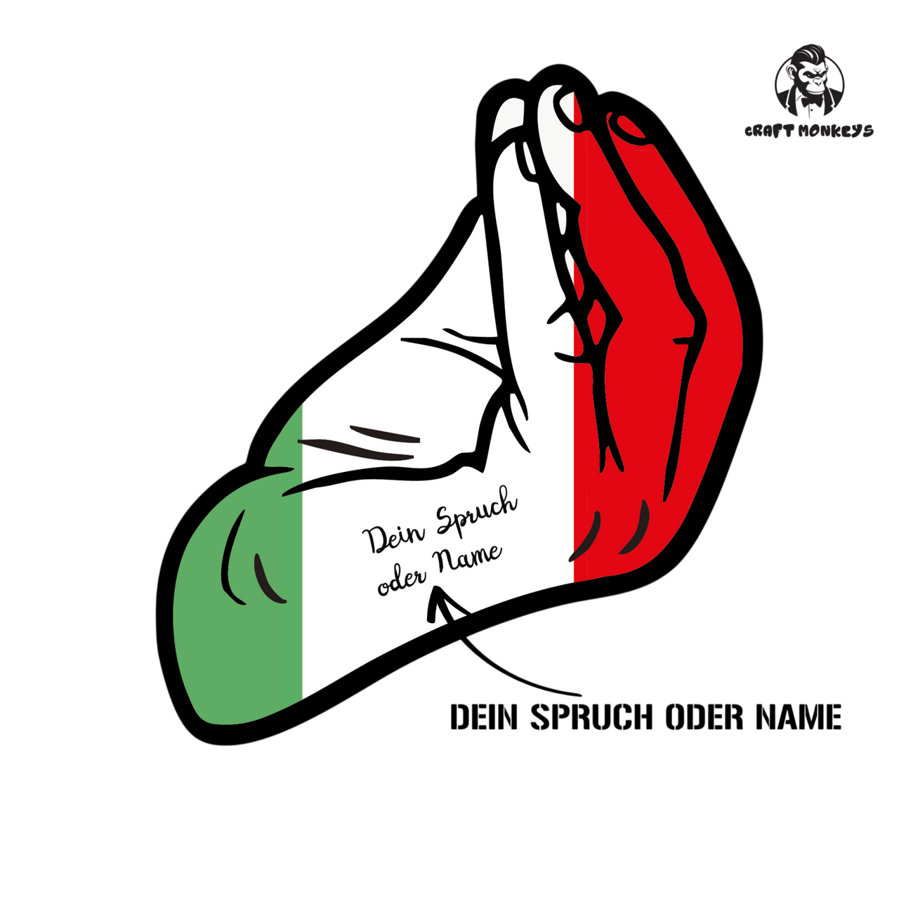 Italien Handzeichen Sticker –  Wasserfest & langlebig - Personalisierbar