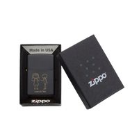 Thumbnail for Zippo Feuerzeug personalisiert mit goldener Gravur - Strichmännchen-Paar
