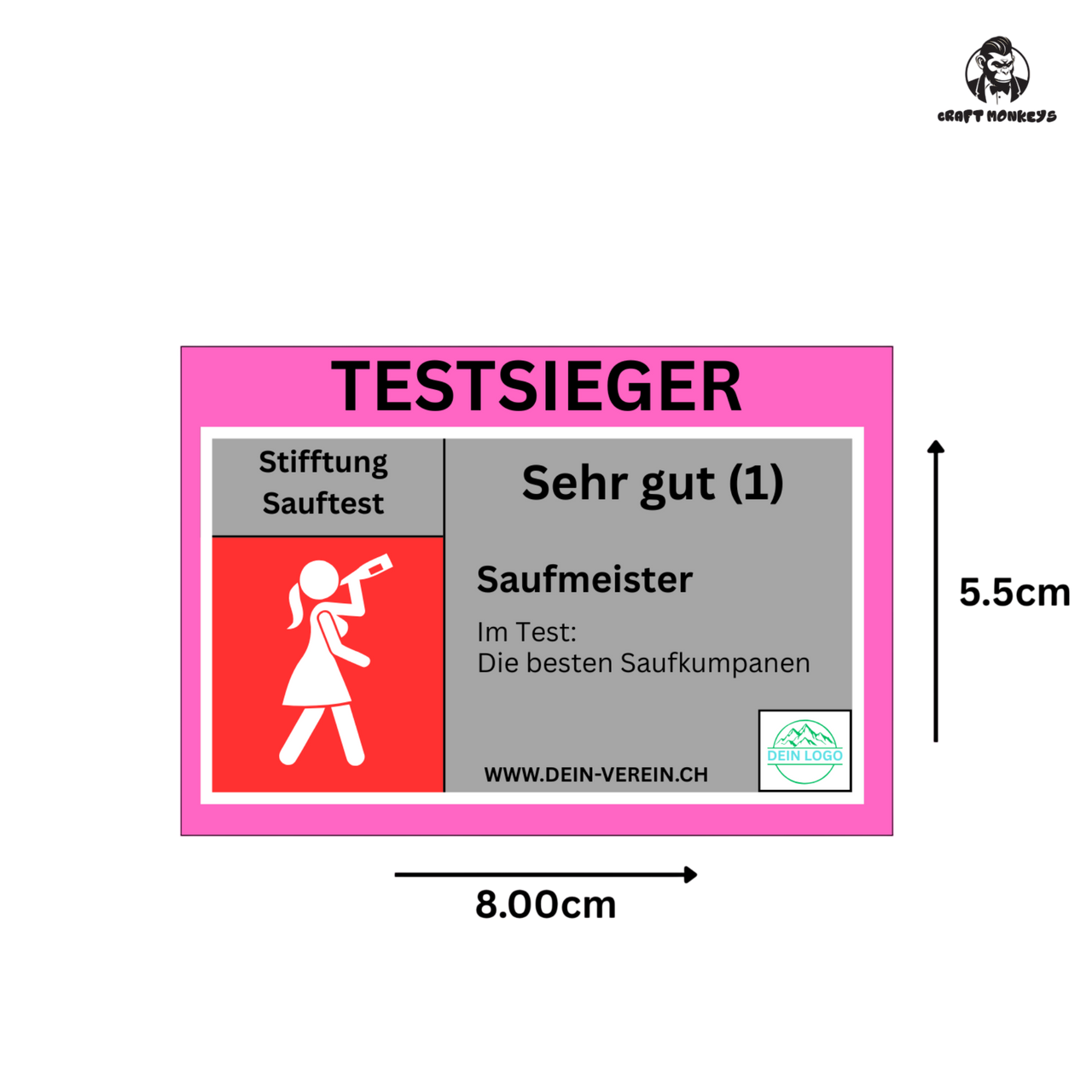 Lustige Party-Sticker „Stiftung Sauftest“ – personalisierbare Aufkleber für Männer & Frauen