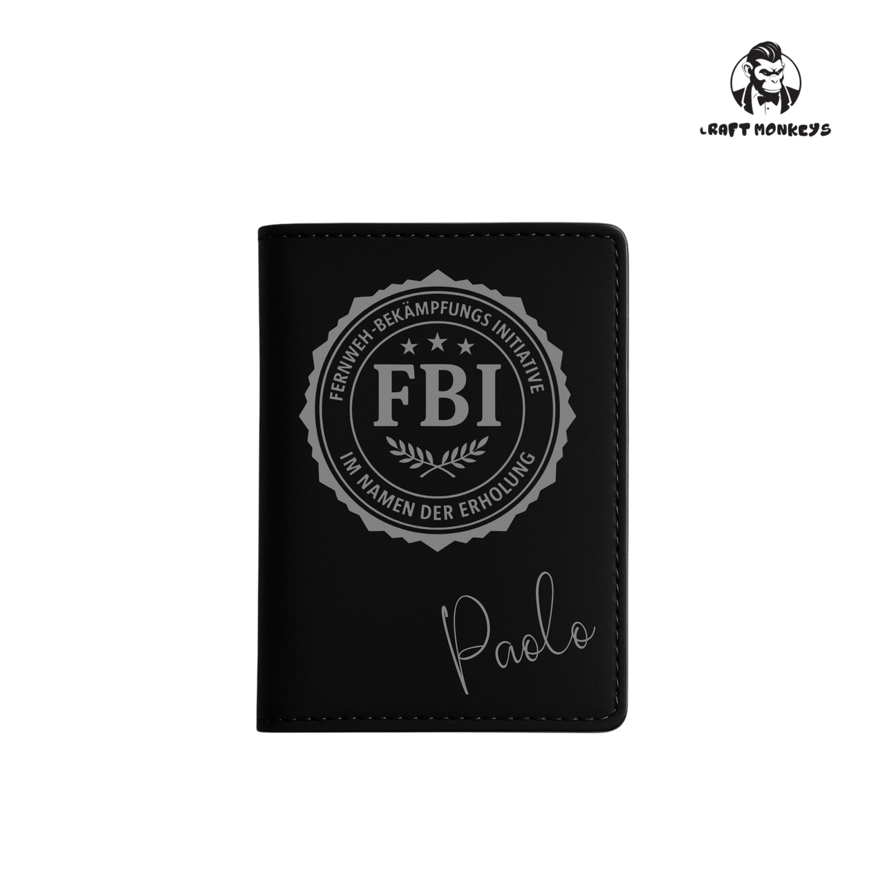 Personalisierte Reisepasshülle mit Silber Gravur - FBI