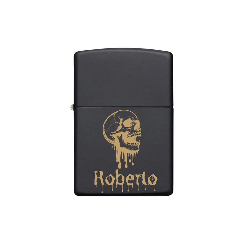 Zippo Feuerzeug personalisiert mit goldener Gravur - Totenkopf