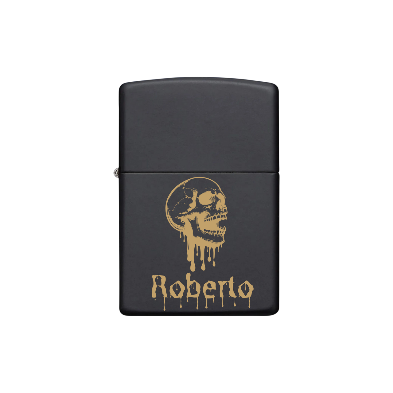 Zippo Feuerzeug personalisiert mit goldener Gravur - Totenkopf