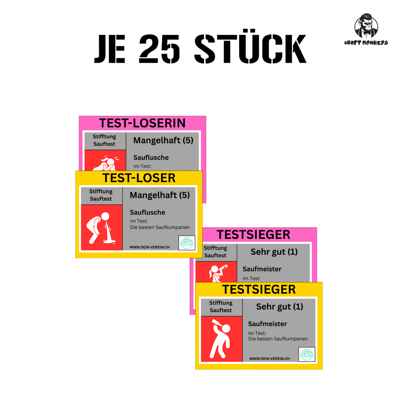 Lustige Party-Sticker „Stiftung Sauftest“ – personalisierbare Aufkleber für Männer & Frauen