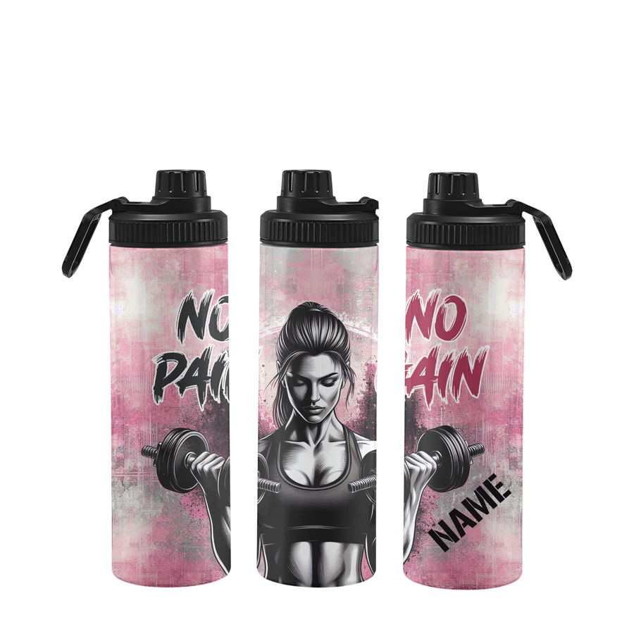 Fitnessflasche personalisiert 750 ml NO PAIN NO GAIN GIRL