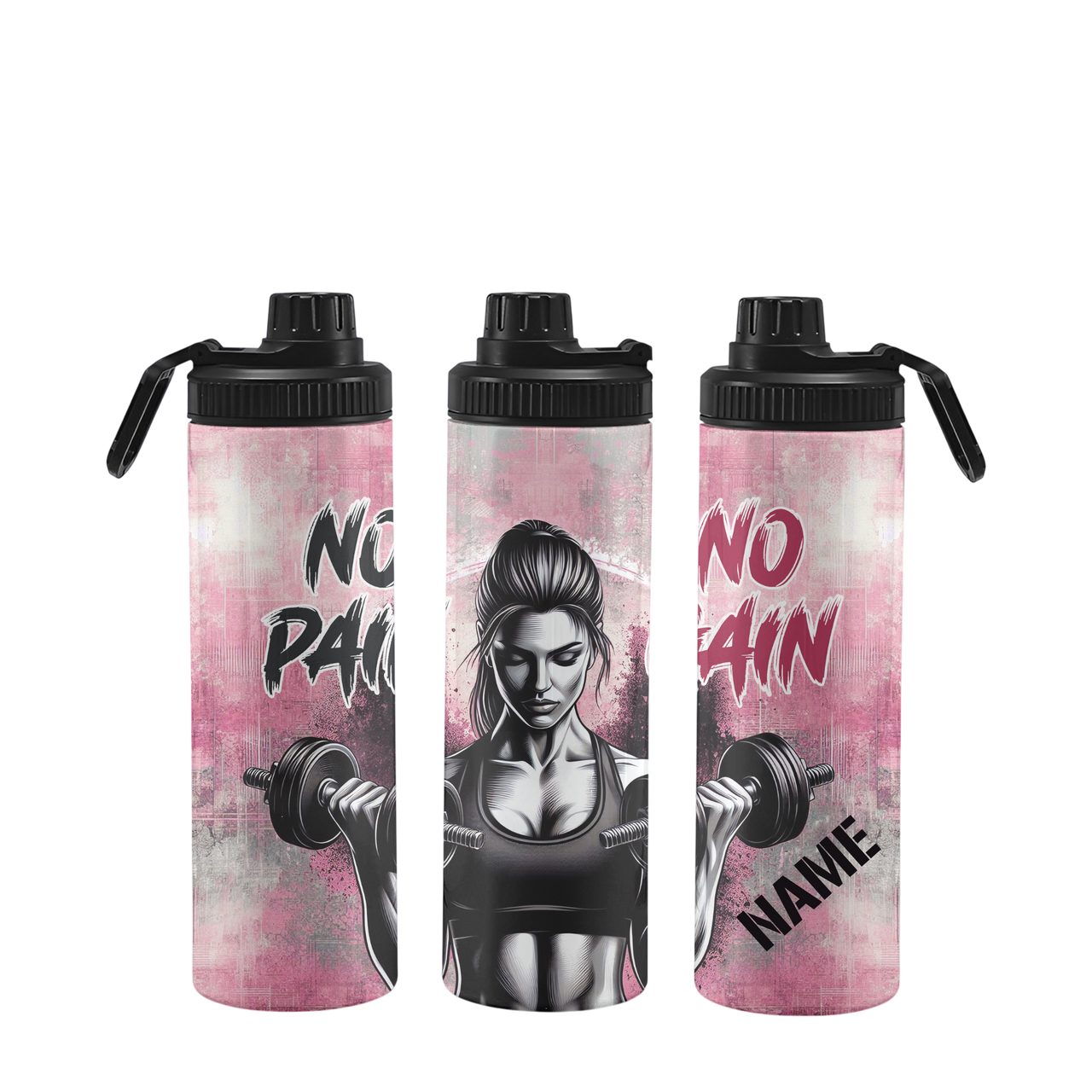 Fitnessflasche personalisiert 750 ml NO PAIN NO GAIN GIRL